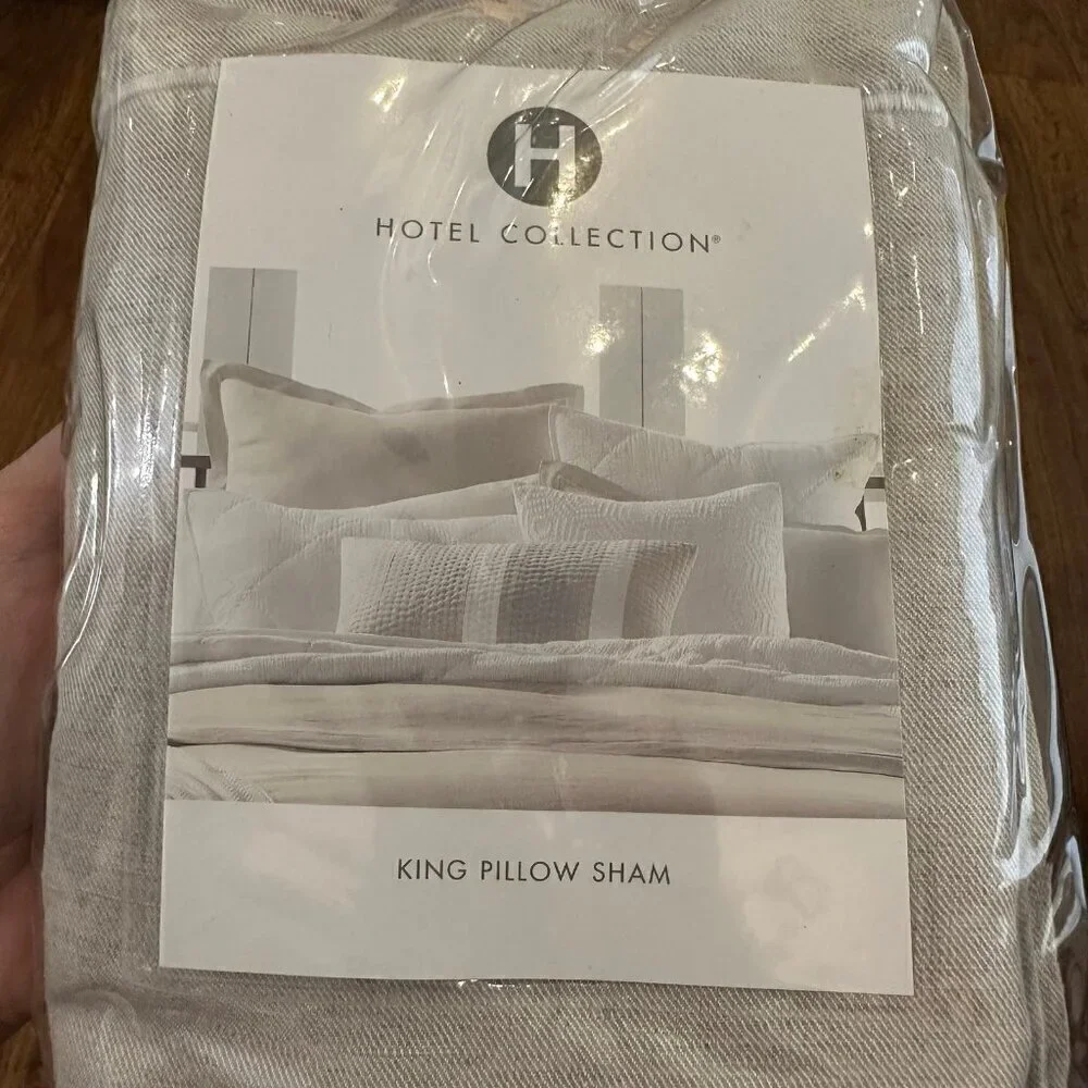 NWT Hotel Collection natural linen king pillow sham